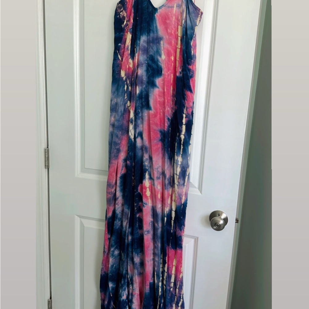 Love Stitch Tie-Dye Maxi Dress - Pink and Blue